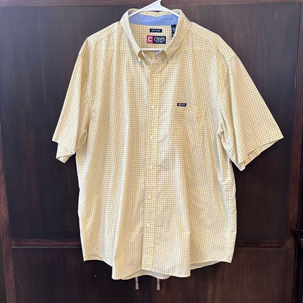 Chaps Yellow Short Sleeve Button Down Size XXL